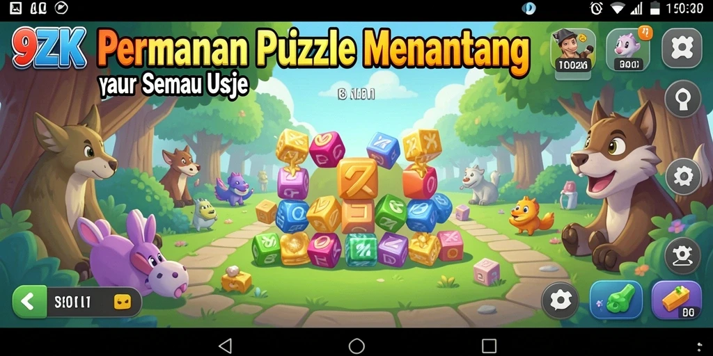 Screenshot gameplay 9ZK menampilkan tantangan puzzle yang menarik dan interaktif.