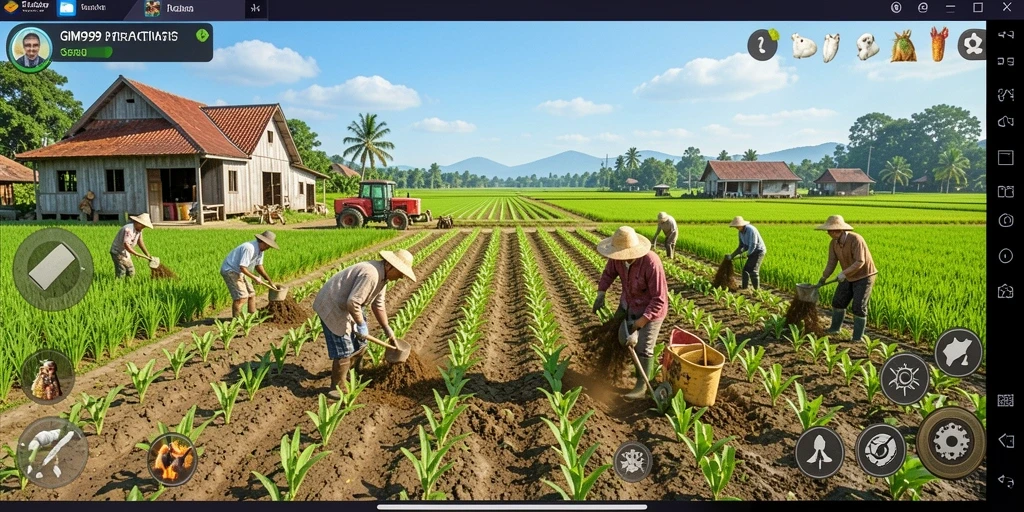 Menampilkan gameplay seru dari GIM999 dengan berbagai aktivitas pertanian.